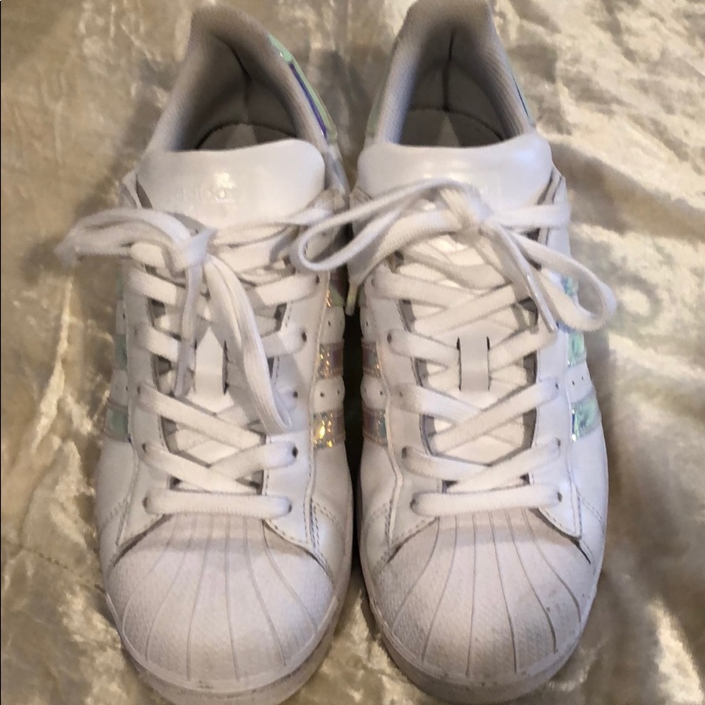 Customized Superstar holographic Adidas sneakers
